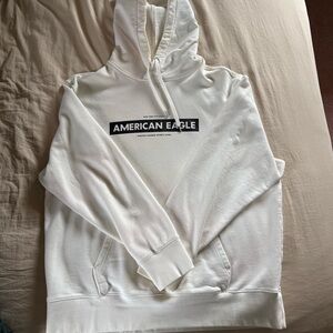American Eagle White Graphic Hoodie